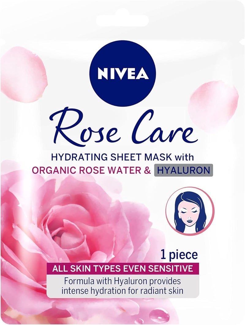 Nivea قناع الوجه المرطب من نيفيا برائحة الورد مع ماء الورد العضوي - 1 قطعة - Image 1